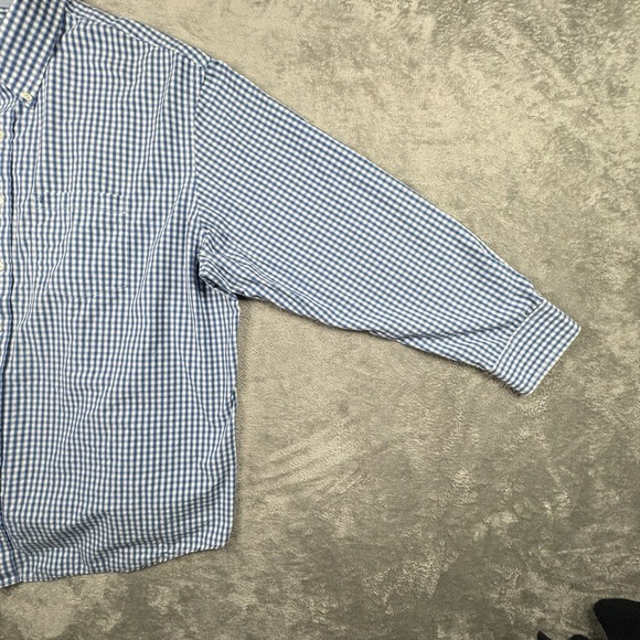 IZOD Men's 3XL Blue & White Check Button Down Dress Shirt Roomy Plus SEE DESCRIP - Picture 8 of 14